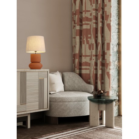 Terracotta Ceramic & Fabric Shade LED E27 1x12Watt 100-240Volt IP20 Bulb Excluded Cable Length: 120 cm D:30.5 H:48.5 cm 