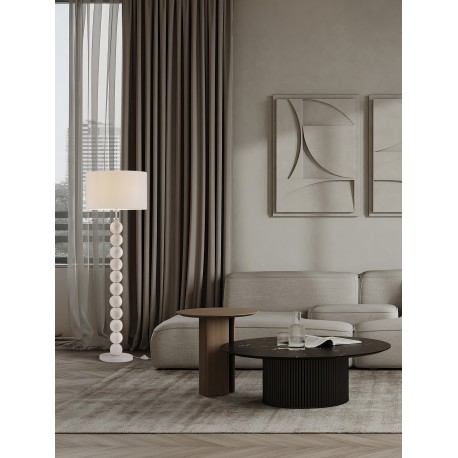 White Stone 'Papier-Mâché & Fabric Shade LED E27 1x12Watt 100-240Volt IP20 Bulb Excluded Cable Length: 200 cm D:50 H:155 cm 