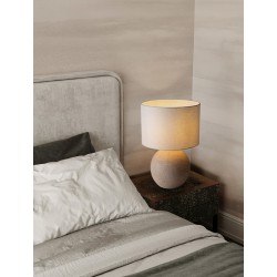 Beige Aged Ceramic & Fabric Shade LED E27 1x12Watt 100-240Volt IP20 Bulb Excluded Cable Length: 120 cm D:30 H:44 cm 