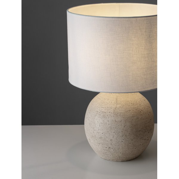 Beige Aged Ceramic & Fabric Shade LED E27 1x12Watt 100-240Volt IP20 Bulb Excluded Cable Length: 120 cm D:30 H:44 cm 