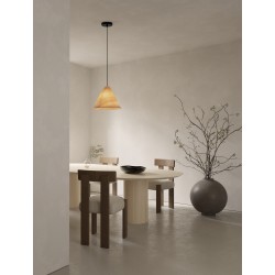 Natural Wood & Black Cable LED E27 1x12Watt 100-240Volt IP20 Bulb Excluded D:30 H:120 cm 