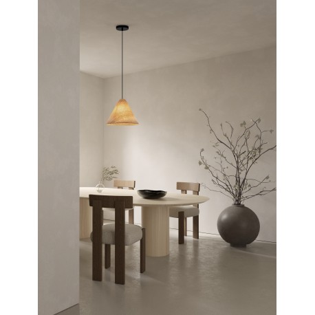 Natural Wood & Black Cable LED E27 1x12Watt 100-240Volt IP20 Bulb Excluded D:30 H:120 cm 