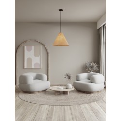 Natural Wood & Black Cable LED E27 1x12Watt 100-240Volt IP20 Bulb Excluded D:45 H:120 cm 