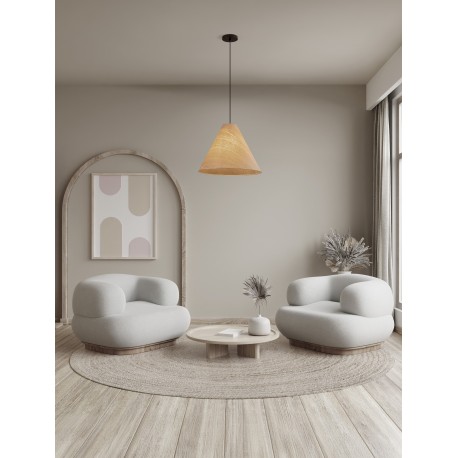 Natural Wood & Black Cable LED E27 1x12Watt 100-240Volt IP20 Bulb Excluded D:45 H:120 cm 