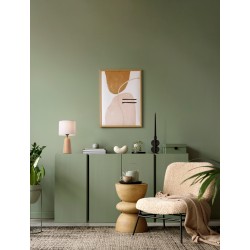 Linen Fabric Shade & Natural Wood LED E27 1x12 Watt 100-240 Volt IP20 bulb excluded Switch On/Off D: 16 H: 30 cm 