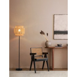 Sandy Black Metal & Straw Shade LED E27 1x12 Watt 100-240 Volt IP20 bulb excluded Cable Length 180 cm D: 35 H: 145 cm 