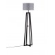 Gray Linen Shade & Black Wood LED E27 1x12 Watt 100-240 Volt IP20 Bulb Excluded Cable Length 180 cm D: 46 H: 165 cm 