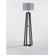 Gray Linen Shade & Black Wood LED E27 1x12 Watt 100-240 Volt IP20 Bulb Excluded Cable Length 180 cm D: 46 H: 165 cm 