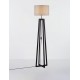 Gray Linen Shade & Black Wood LED E27 1x12 Watt 100-240 Volt IP20 Bulb Excluded Cable Length 180 cm D: 46 H: 165 cm 