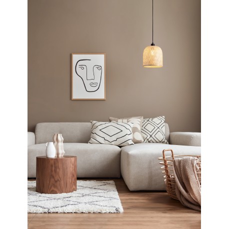 Natural Bamboo & Black Metal LED E27 1x12 Watt 100-240 Volt IP20 bulb excluded D: 23 H: 130 cm 