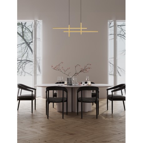 Triac Dimmable Sandy Black & Gold Steel & Aluminium LED 43 Watt 220-240Volt 1478Lm 3200K IP20 L: 120 W: 5 H: 150 cm 