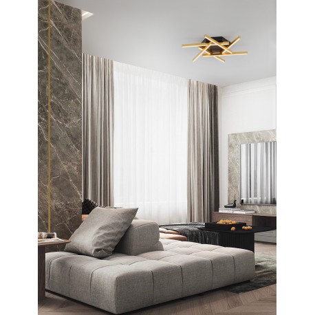 Triac Dimmable Sandy Black & Gold Steel & Aluminium LED 43 Watt 220-240Volt 1611Lm 3200K IP20 L: 60 W: 60 H: 7,5 cm 