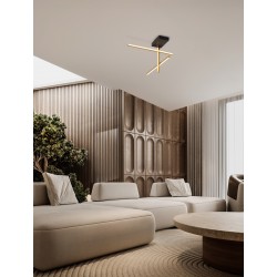 Triac Dimmable Sandy Black & Gold Steel & Aluminium LED 26 Watt 220-240Volt 973Lm 3200K IP20 L: 51 W: 51 H: 31 cm 
