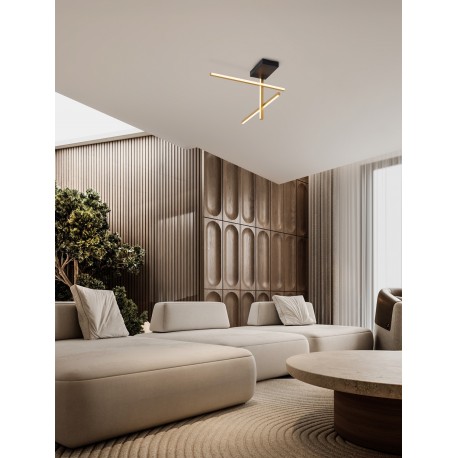 Triac Dimmable Sandy Black & Gold Steel & Aluminium LED 26 Watt 220-240Volt 973Lm 3200K IP20 L: 51 W: 51 H: 31 cm 