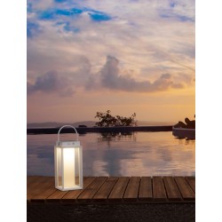 White Aluminium & Clear Glass LED 2 Watt 200Lm 3000K 3,7 Volt Beam Angle 360º IP54 Solar / USB Wire / Switch On/Off L: 16 W: 16 