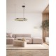 Triac Dimmable Sandy Black & Gold Metal Gray Glass LED 39 Watt 220-240 Volt 4822Lm 3000K IP20 D: 72 H: 150 cm 