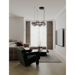 Triac Dimmable Sandy Black & Gold Metal Smoky Gray Glass LED 60 Watt 220-240 Volt 6087Lm 3000K IP20 D: 63 H: 160 cm 