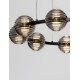 Triac Dimmable Sandy Black & Gold Metal Smoky Gray Glass LED 91 Watt 220-240 Volt 7751Lm 3000K IP20 D: 91 H: 160 cm 