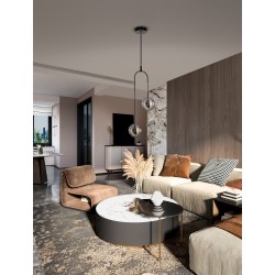 Sandy Black & Gold Metal Smoky Gray Glass LED 20 Watt 220-240Volt 2527Lm 3000K IP20 D: 31 H: 210 cm 