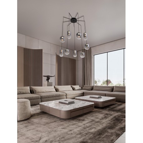 Matt Black Metal & Smoky Gray Glass LED 36 Watt 220-240Volt 3766Lm 3000K IP20 D: 82 H: 145 cm 