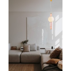 Brass Gold Metal Orange & Pink Ceramic Opal Glass LED 12 Watt 100-240Volt 794Lm 3000K IP20 D: 20 H: 180 cm 