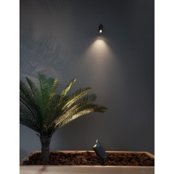 Sandy Black Aluminium & Glass LED 7 Watt 420Lm 3000K 220-240 Volt 50Hz Beam Angle 24o IP65 D: 6.5 W: 13 H: 24-31 cm 