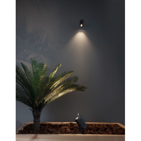 Sandy Black Aluminium & Glass LED 7 Watt 420Lm 3000K 220-240 Volt 50Hz Beam Angle 24o IP65 D: 6.5 W: 13 H: 24-31 cm 