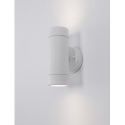 White Acrylic Glass Diffuser LED GU10 2x7 Watt Bulb Excluded IP44 Light Up & Down D: 8 W: 8.5 H: 16 cm 