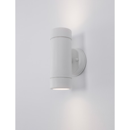 White Acrylic Glass Diffuser LED GU10 2x7 Watt Bulb Excluded IP44 Light Up & Down D: 8 W: 8.5 H: 16 cm 