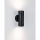 Black ABS Glass Diffuser LED GU10 2x7 Watt Bulb Excluded IP44 Light Up & Down D: 8 W: 8.5 H: 16 cm 