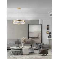 Triac Dimmable Platinum Gold Stainless Steel & Glass LED 56 Watt 220-240Volt 6339Lm 3500K IP20 D: 78 H: 130 cm 