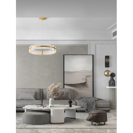 Triac Dimmable Platinum Gold Stainless Steel & Glass LED 56 Watt 220-240Volt 6339Lm 3500K IP20 D: 78 H: 130 cm 