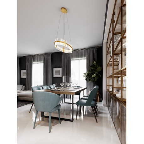 Triac Dimmable Platinum Gold Stainless Steel & Glass LED 45 Watt 220-240Volt 4402Lm 3500K IP20 D: 90 H: 130 cm 