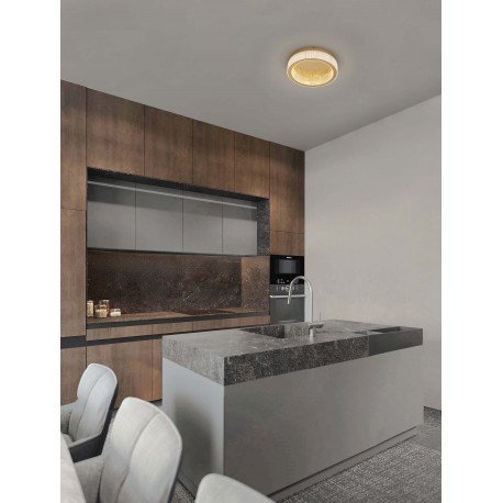 Triac Dimmable Platinum Gold Stainless Steel, Aluminium & Acrylic LED 46 Watt 220-240 Volt 2764Lm 3000K IP20 D: 40 H: 11 cm 