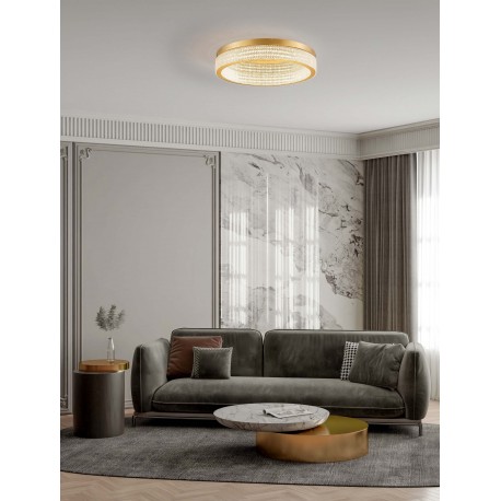 Triac Dimmable Platinum Gold Stainless Steel, Aluminium & Acrylic LED 70 Watt 220-240 Volt 3666Lm 3000K IP20 D: 61 H: 11 cm 