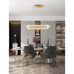 Triac Dimmable Platinum Gold Stainless Steel, Aluminium & Acrylic LED 70 Watt 220-240 Volt 5444Lm 3000K IP20 D: 91 H: 130 cm 