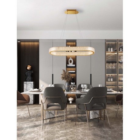 Triac Dimmable Platinum Gold Stainless Steel, Aluminium & Acrylic LED 70 Watt 220-240 Volt 5444Lm 3000K IP20 D: 91 H: 130 cm 
