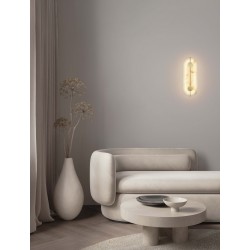 Brass Gold Steel, Aluminium & Imitated Alabaster LED 19 Watt 220-240Volt 866Lm 3000K IP20 L: 16,5 W: 6 H: 42,5 cm 