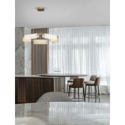 Triac Dimmable Brass Gold Steel, Aluminium Imitated Alabaster LED 45 Watt 220-240Volt 2707Lm 3000K IP20 D: 93 H: 130 cm 