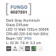 Dark Gray Aluminium Glass Diffuser LED 12 Watt 536Lm 3000K 220-240 Volt 50Hz Beam Angle 120o IP65 Light Down L: 22 W: 7.6 H: 3.2