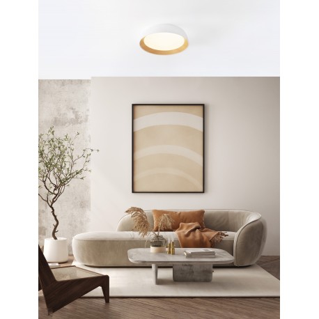 Triac Dimmable Sandy White & Wood colour Aluminium, Metal & Acrylic LED 39Watt 220-240Volt 3081Lm 3000K IP20 D: 45 H: 10 cm 