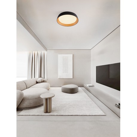 Triac Dimmable Sandy Black & Wood colour Aluminium, Metal & Acrylic LED 50Watt 220-240Volt 4201Lm 3000K IP20 D: 60 H: 12 cm 