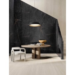 Triac Dimmable Sandy Black & Wood colour Aluminium, Metal & Acrylic LED 40Watt 220-240Volt 3111Lm 3000K IP20 D: 45 H: 180 cm 
