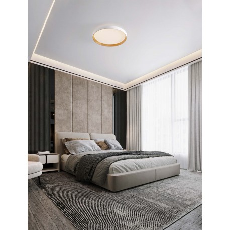 Triac Dimmable Sandy White & Wood Colour Metal, Aluminium & Acrylic LED 36 Watt 220-240Volt 3157Lm 2700 + 3000K IP20 Dip Swit
