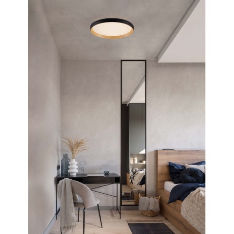 Triac Dimmable Sandy Black & Wood Colour Metal, Aluminium & Acrylic LED 36 Watt 220-240Volt 3157Lm 2700 + 3000K IP20 Dip Switc