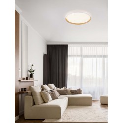 Triac Dimmable Sandy White & Wood Colour Metal, Aluminium & Acrylic LED 55 Watt 220-240Volt 4760Lm 2700 + 3000K IP20 Dip Swit