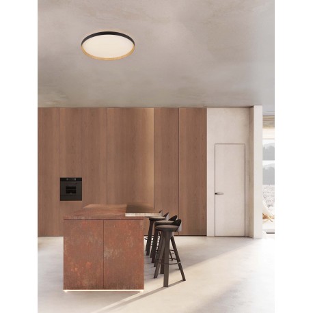 Triac Dimmable Sandy Black & Wood Colour Metal, Aluminium & Acrylic LED 55 Watt 220-240Volt 4760Lm 2700 + 3000K IP20 Dip Swit