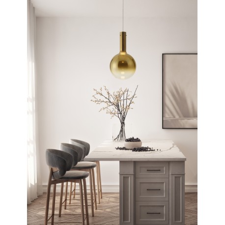 Dimmable Champaign Glass & Gold Metal & White Metal Base LED 6 Watt 220-240 Volt 683Lm 3000K IP20 D:25 H: 170 cm 