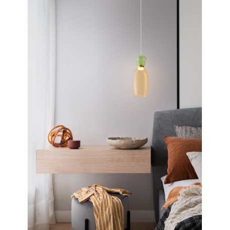 Gold Metal Glossy Light Green & Yellow Glass LED 9 Watt 230 Volt 914Lm 3000K IP20 D: 15 H: 179 cm 