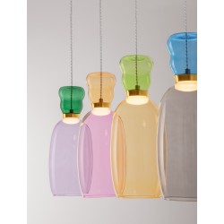 Gold Metal Glossy Jasper, Purple, Yellow,Pink, Light Green, Light Blue & Cyan Glass LED 32 Watt 230 Volt 3660Lm 3000K IP20 L: